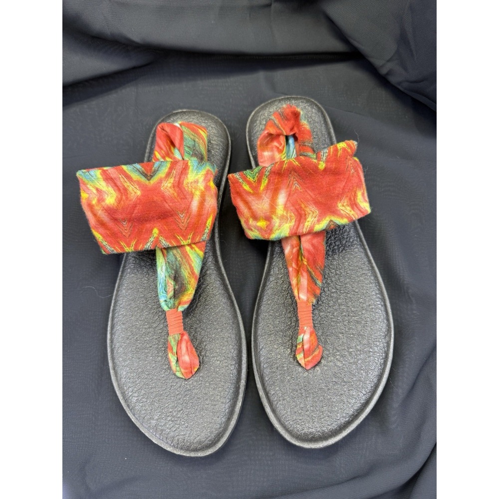 Sanuk Yoga Sling 2 Prints Women's Size Colorful Tie-Dye Yoga Mat Thong Sandals